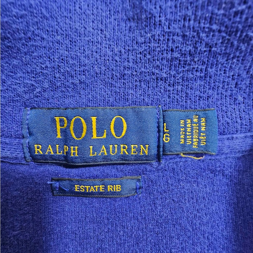 Polo by Ralph Lauren Estate Rib Men's Royal Blue 1/4 Zip-Up Sweater Size Large - Picture 4 of 6